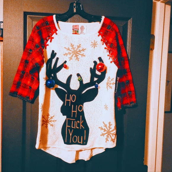 Spencer's Sweaters - Spencers Reindeer Ugly Christmas Sweater Hilarious adult Novelty holiday shirt L